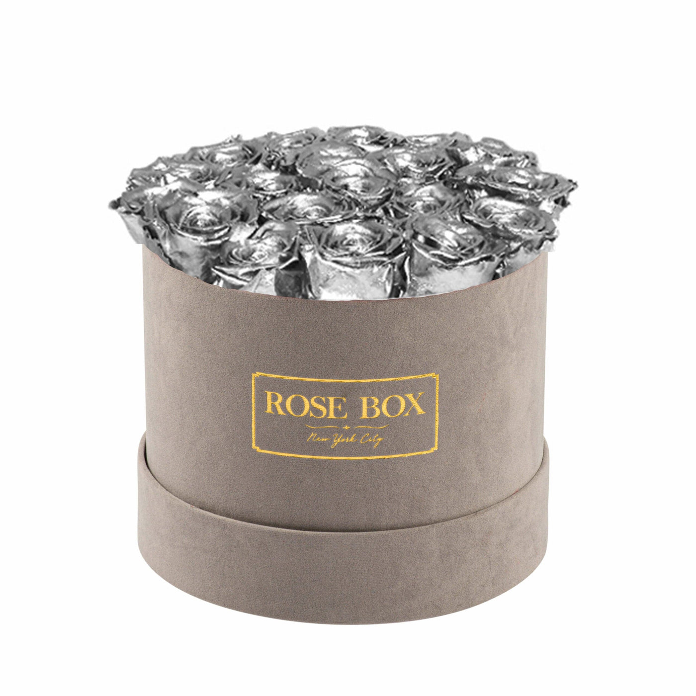 Medium Gray Box with Silver Roses