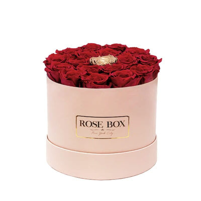 Medium Pink Box with Red Roses and Center Gold (Voucher Special)