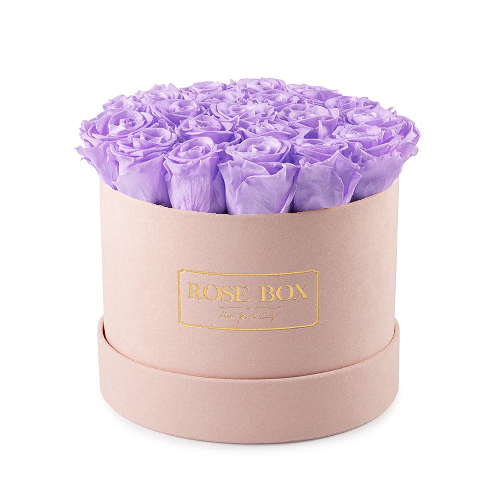 Medium Pink Box with Lavender Roses