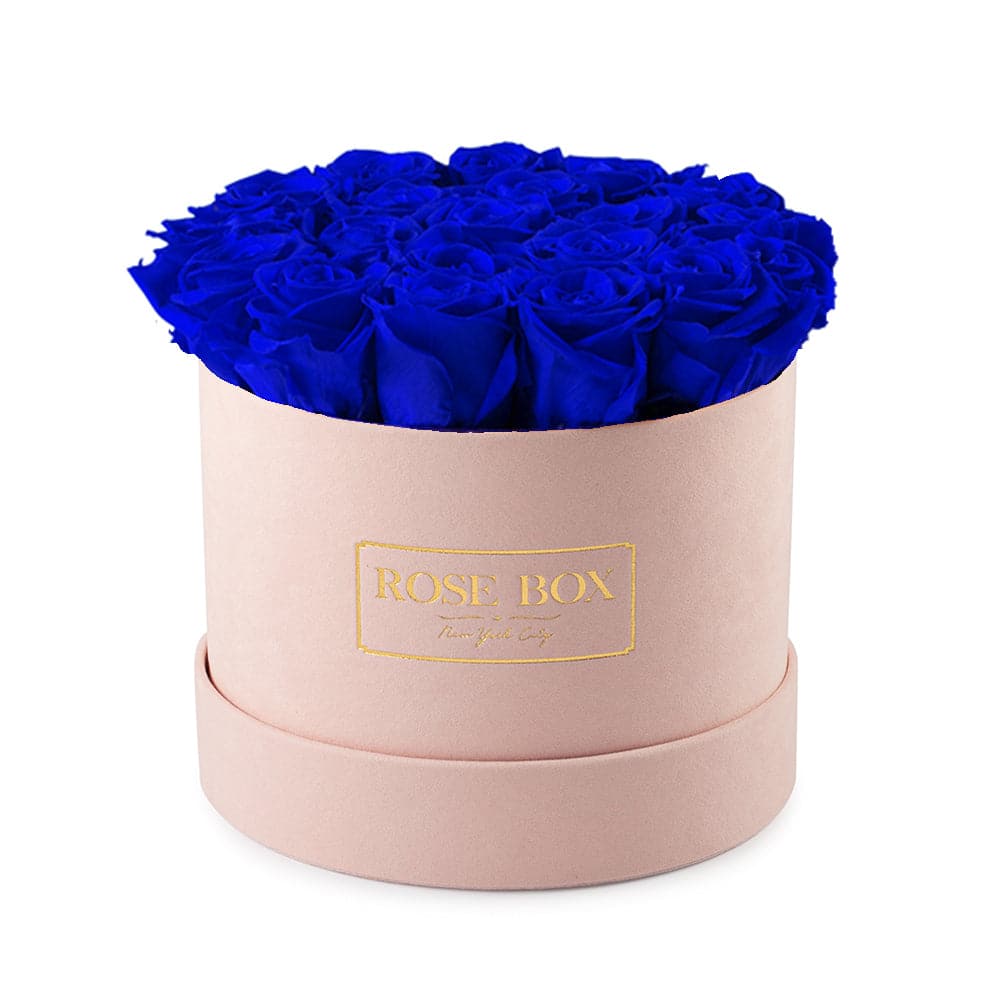 Medium Pink Box with Night Blue Roses