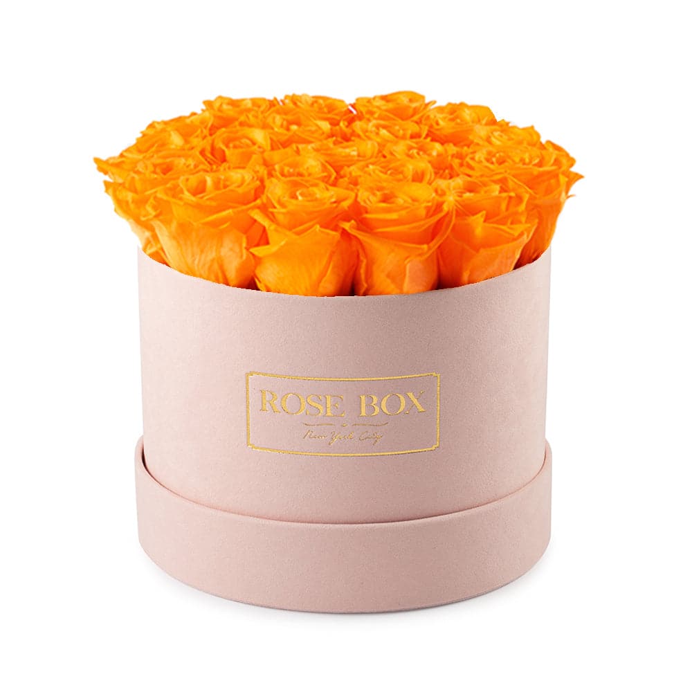 Medium Pink Box with Autumnal Orange Roses