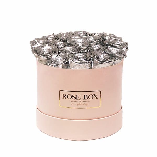 Medium Pink Box with Silver Roses