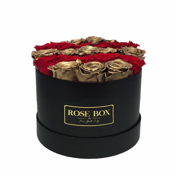 Medium Black Box with Red and Gold Stripes