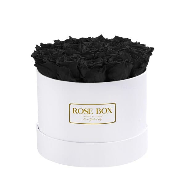 Medium White Box with Velvet Black Roses (Voucher Special)