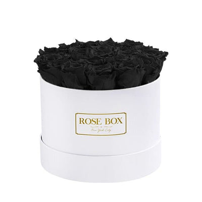 Medium White Box with Velvet Black Roses