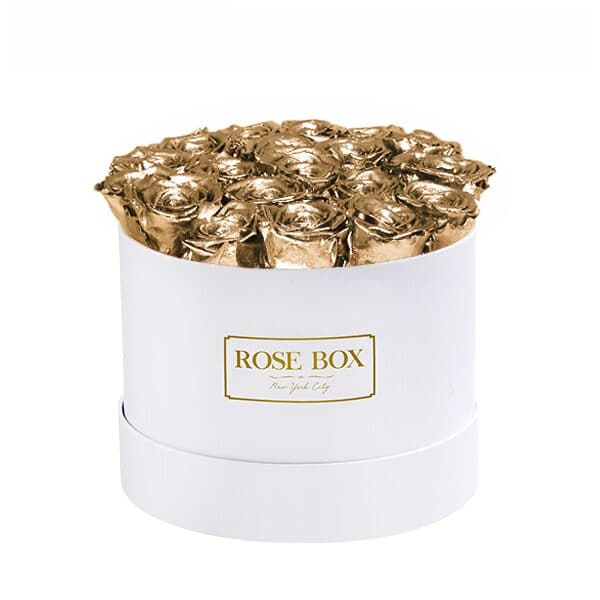 Medium White Box with Gold Roses (Voucher Special)