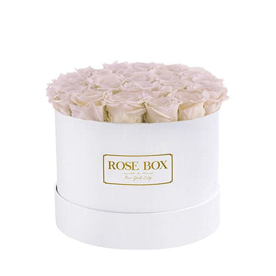 Medium White Box with Ivory White Roses