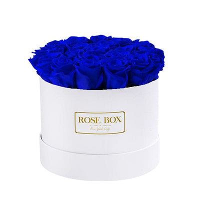 Medium White Box with Night Blue Roses