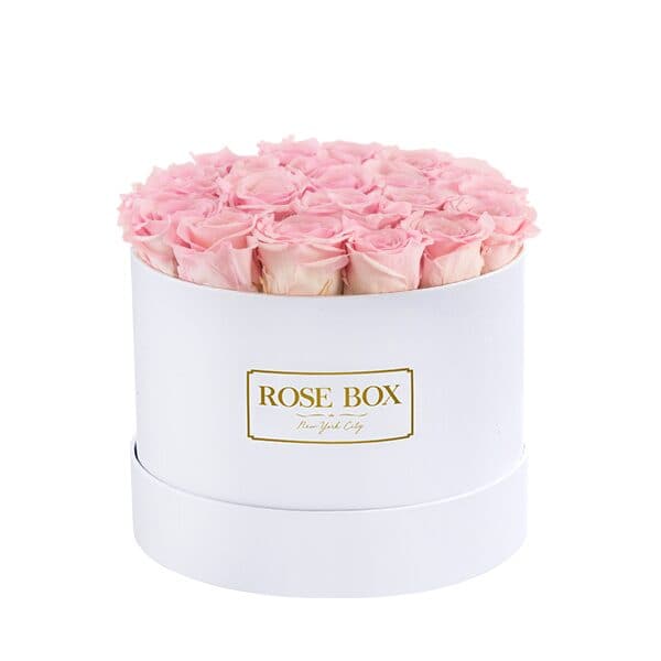 Medium White Box with Pink Blush Roses (Voucher Special)