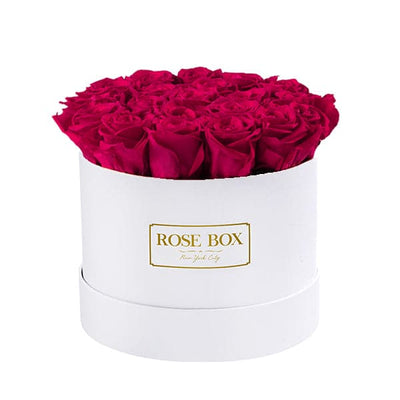 Medium White Box with Ruby Pink Roses