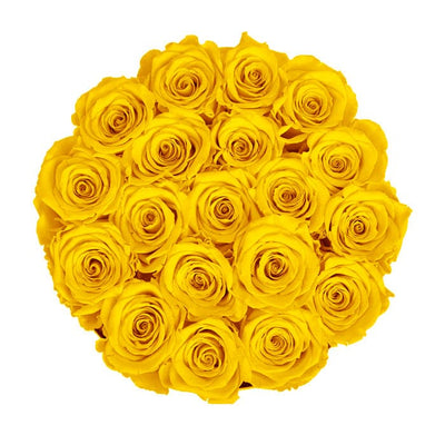 Medium Black Box with Bright Yellow Roses
