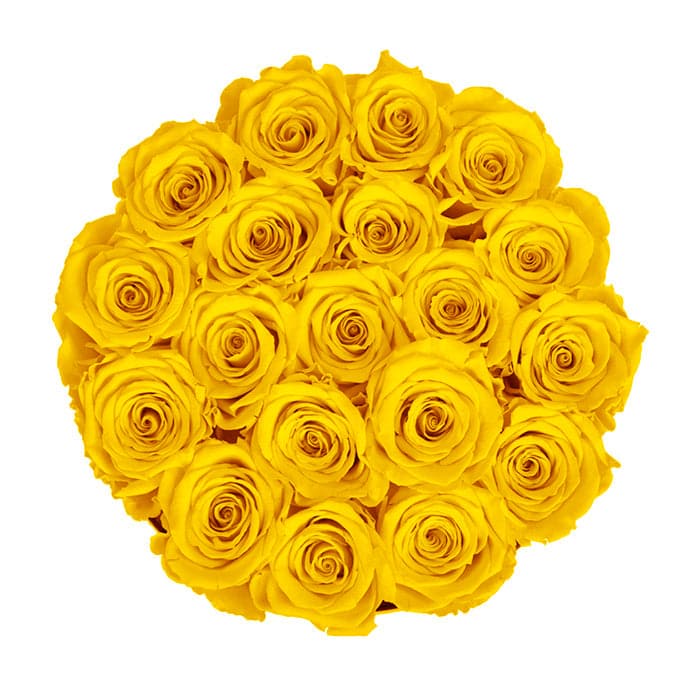 Medium White Box with Bright Yellow Roses