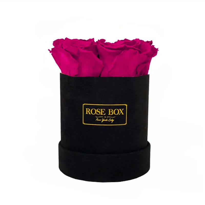 Mini Black Box with Ruby Pink Roses