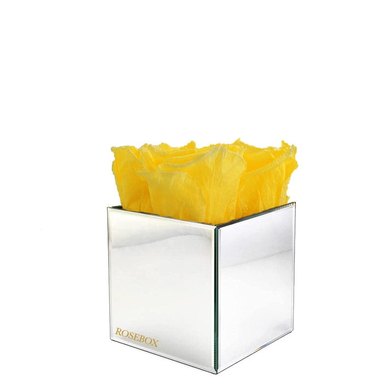 Mini Mirror Centerpiece with Bright Yellow Roses