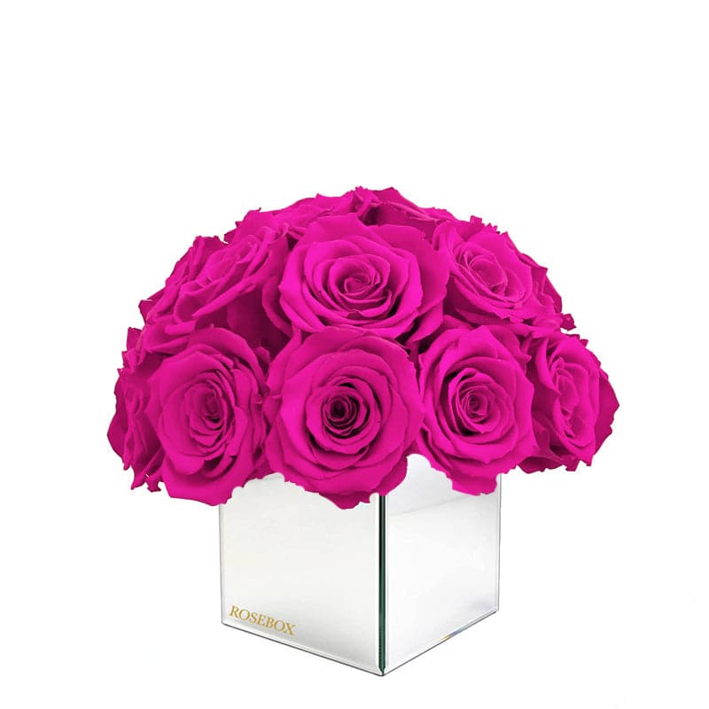 Mini Mirrored Half Ball with Neon Pink Roses