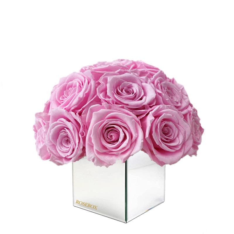 Mini Mirrored Half Ball with Pink Blush Roses
