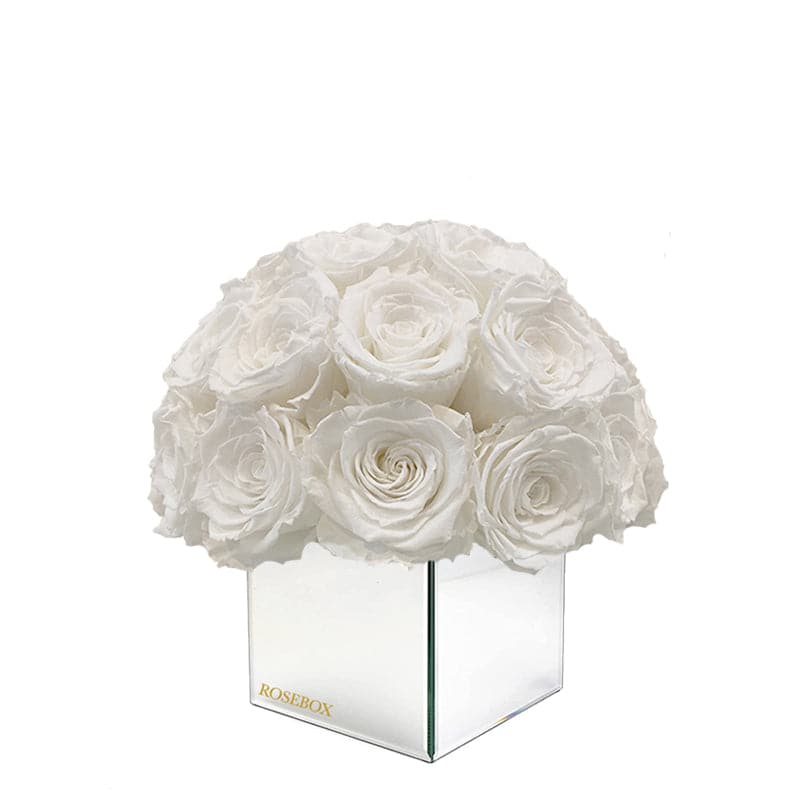 Mini Mirrored Half Ball with Pure White Roses