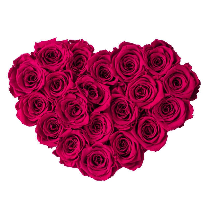 Medium Red Heart Box with Ruby Pink Roses