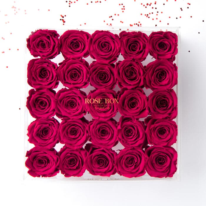 25 Ruby Pink Roses Jewelry Box