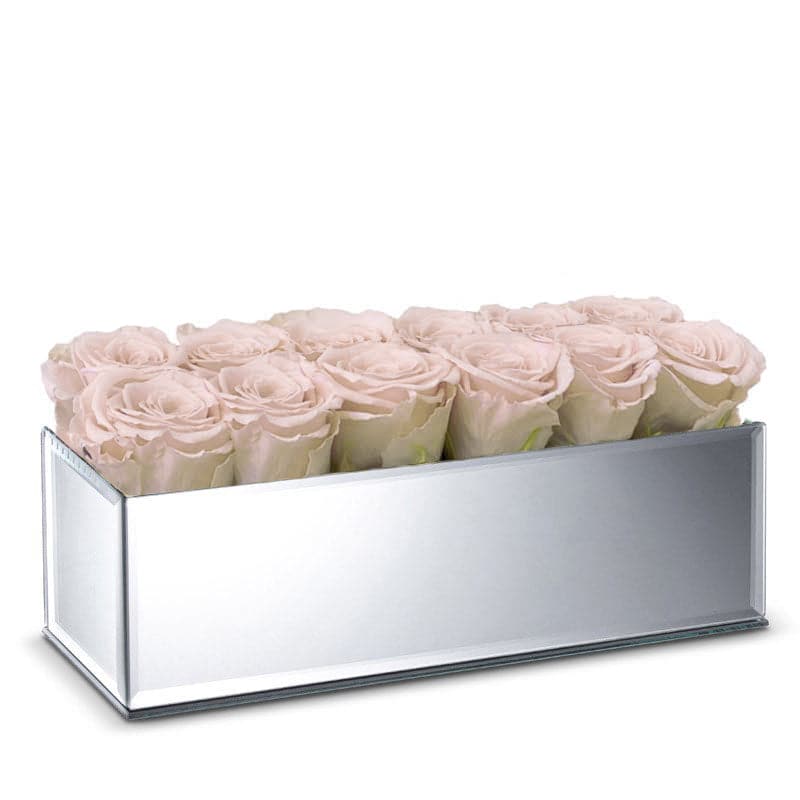 Silver Mirrored Table Centerpiece with Ivory White Roses