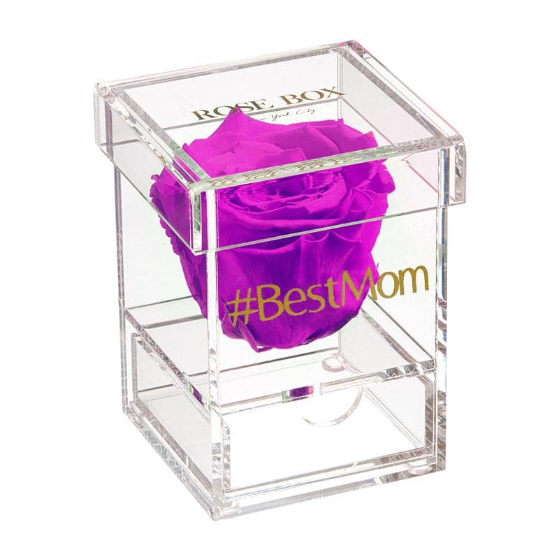 Custom #Bestmom Single Rose Jewelry Box