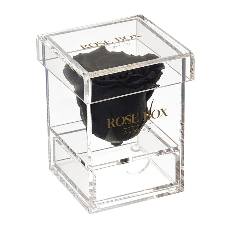 Single Velvet Black Rose Jewelry Box (Voucher Special)