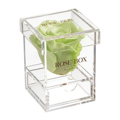 Single Light Green Rose Jewelry Box