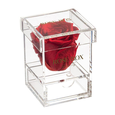 Single Red Flame Rose Jewelry Box