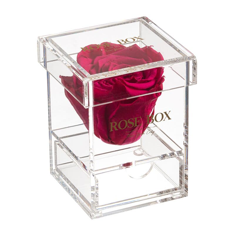 Single Ruby Pink Rose Jewelry Box (Voucher Special)