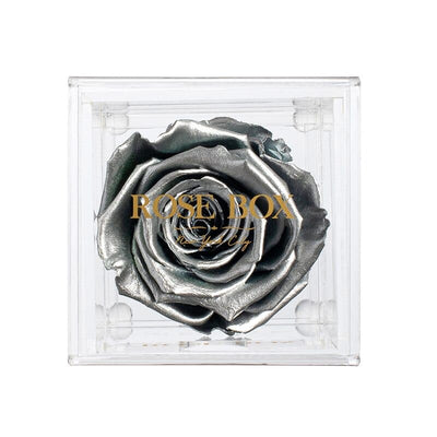 Single Silver Rose Jewelry Box