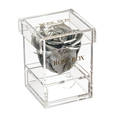 Single Silver Rose Jewelry Box (Voucher Special)