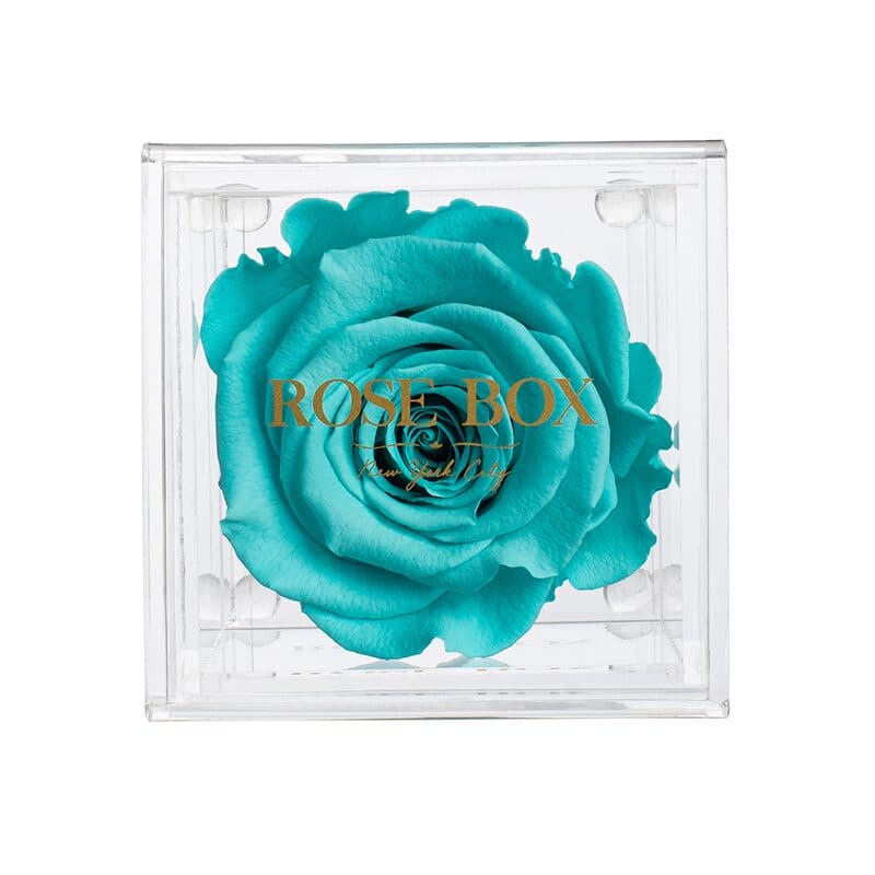 Single Turquoise Rose Jewelry Box