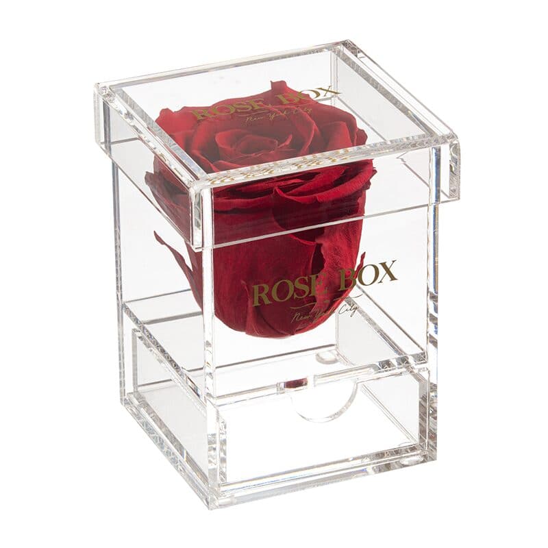 Single Red Wine Rose Jewelry Box