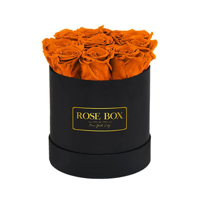 Small Black Box with Autumnal Orange Roses