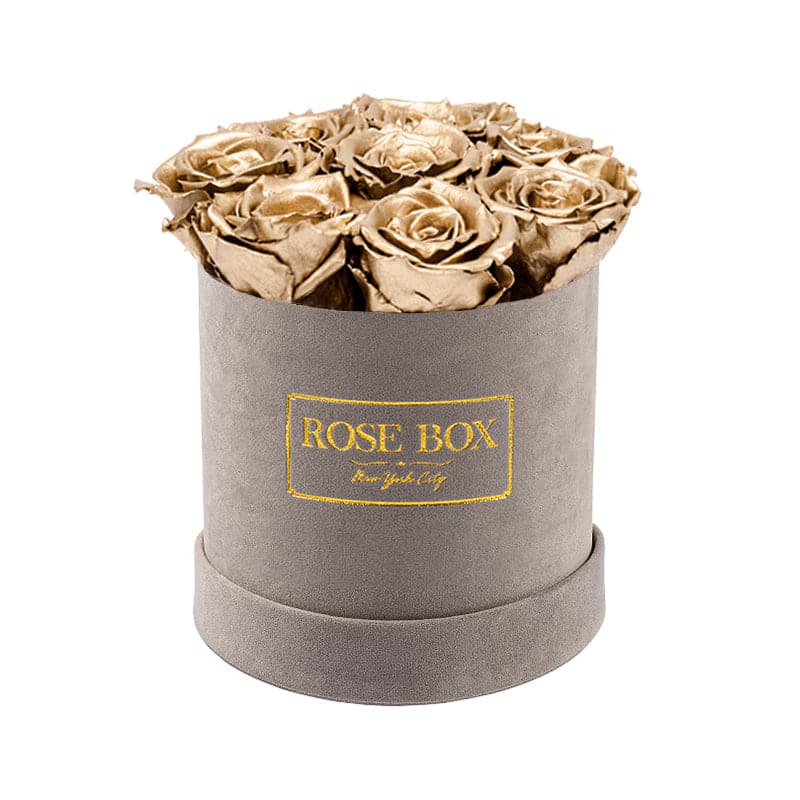 Small Gray Box with Gold Roses