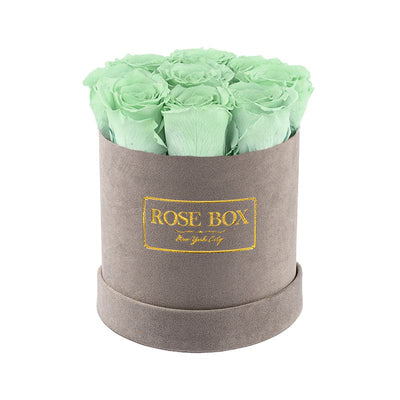 Small Gray Box with Light Green Roses