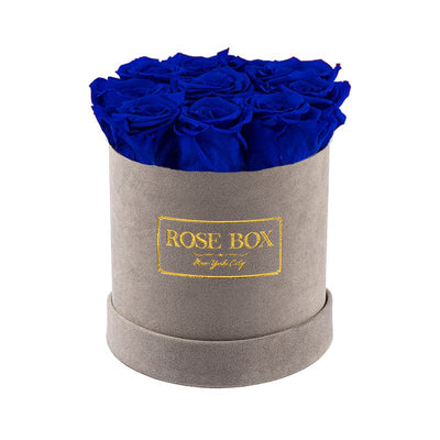 Small Gray Box with Night blue Roses