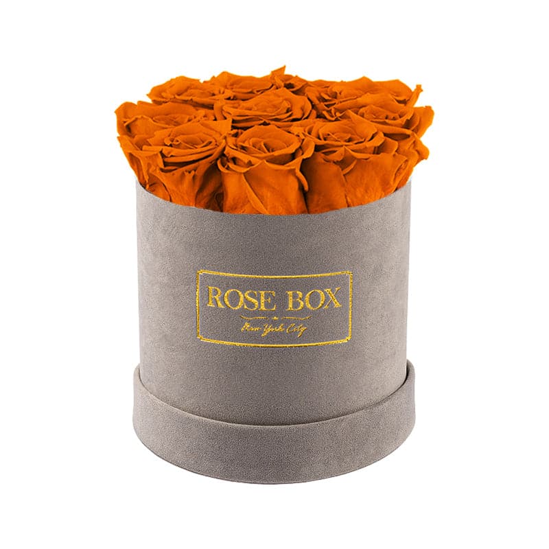 Small Gray Box with Autumnal Orange Roses