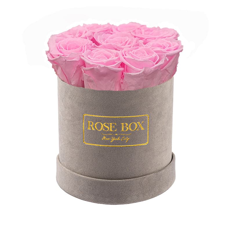 Small Gray Box with Pink Blush Roses