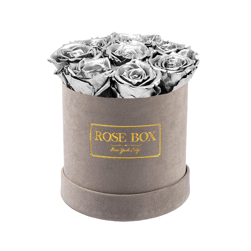 Small Gray Box with Silver Roses