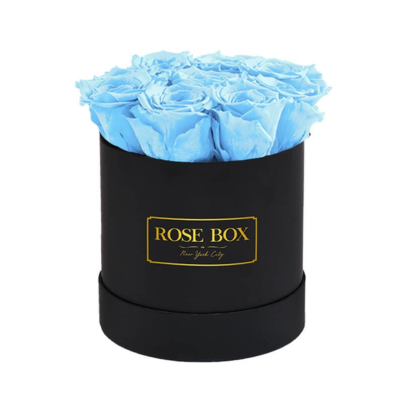 Small Black Box with Light Blue Roses