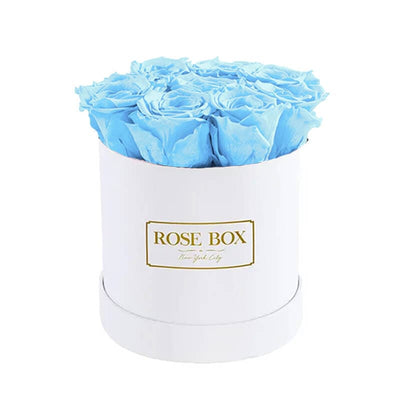 Small White Box with Light Blue Roses (Voucher Special)