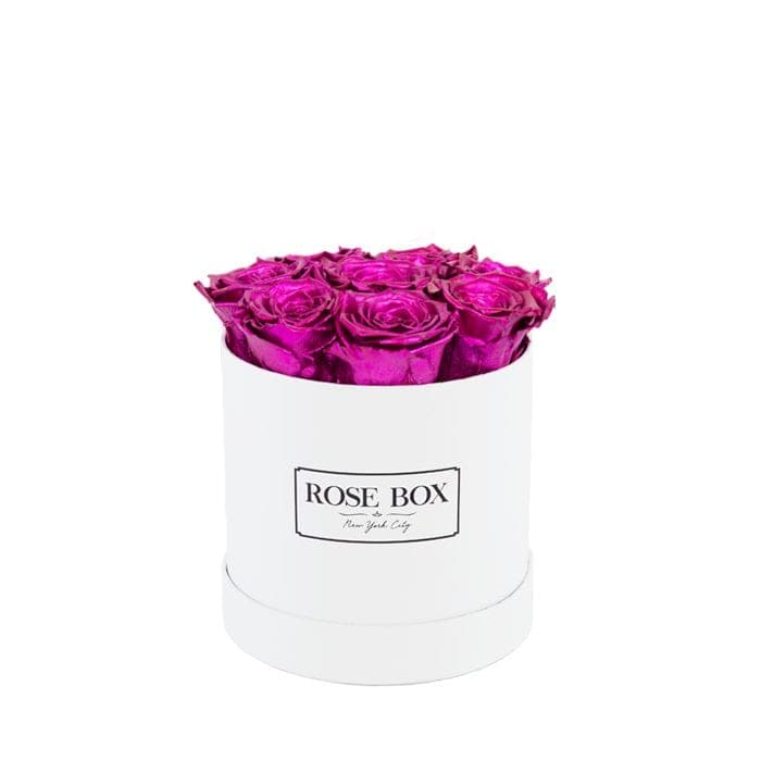 Small White Box with Metallic Pink Roses (Voucher Special)