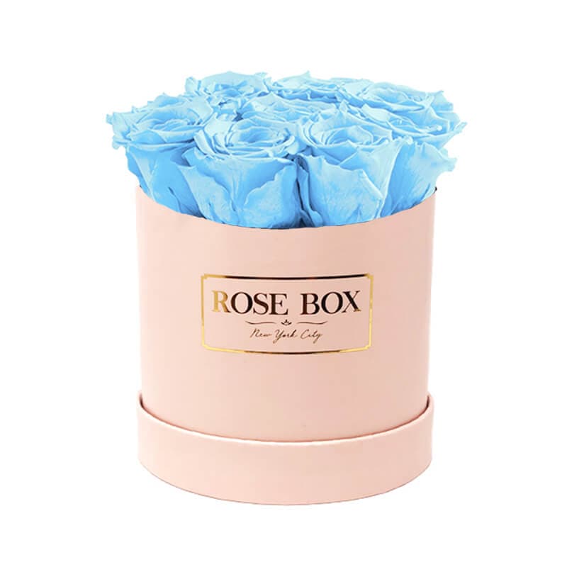 Small Pink Box with Light Blue Roses (Voucher Special)