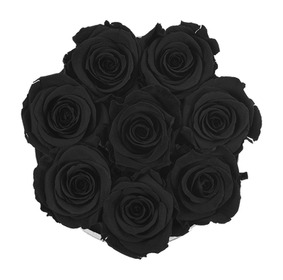 Small White Box with Velvet Black Roses