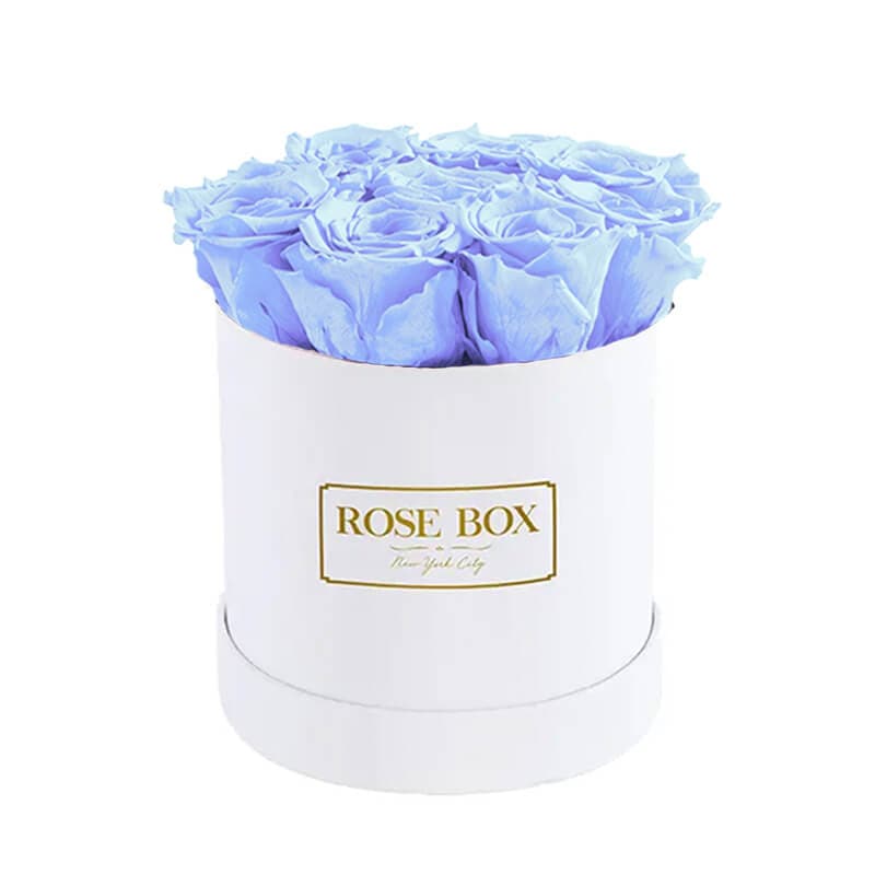 Small White Box with Violet Roses