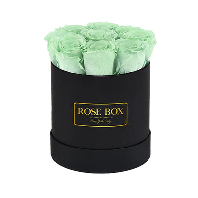 Small Black Box with Light Green Roses