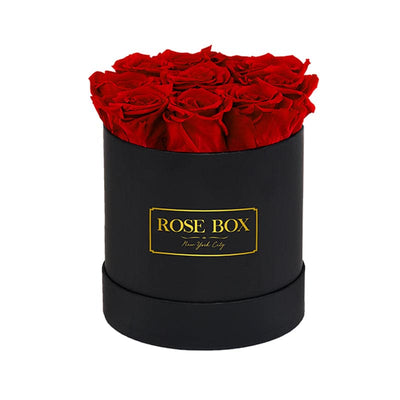 Small Black Box with Red Flame Roses