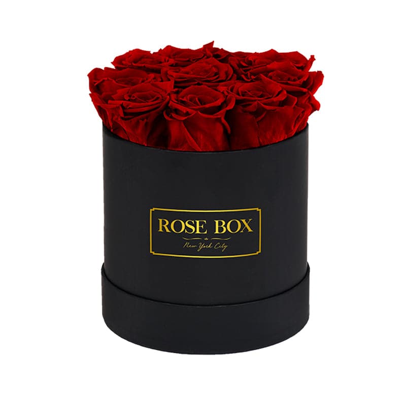 Small Black Box with Red Wine Roses