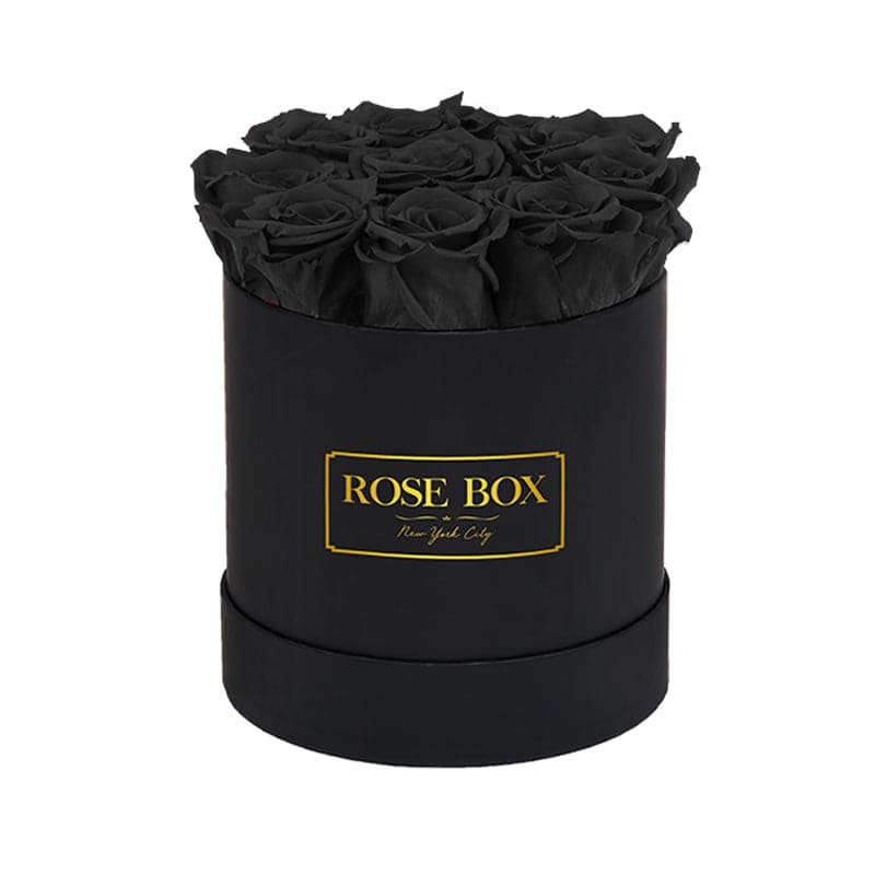 Small Black Box with Velvet Black Roses